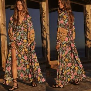 Spell x Free People Butterfly Gown Maxi Dress Boho Floral Western Womens L